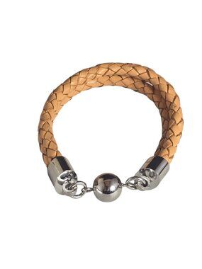 Milor Stainless Steel Leather Magnetic Clasp Bracelet